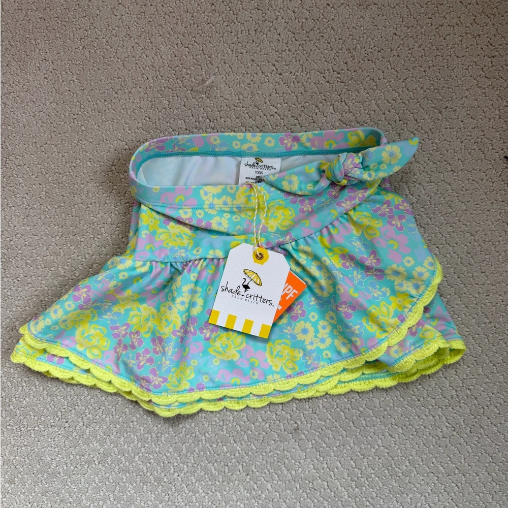 Shade Critters Crochet Ruffle Trim Floral Swim Skirt